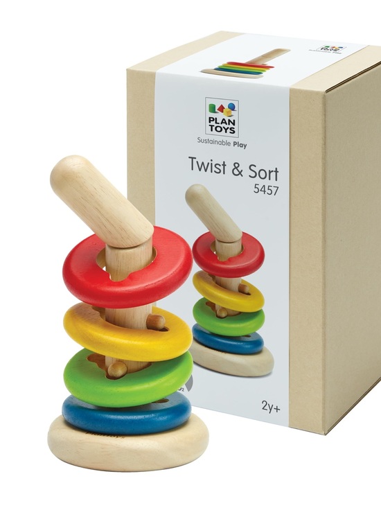 PlanToys Other - PlanToys Stacking Ring Twist and Sort Puzzle Toy Wood